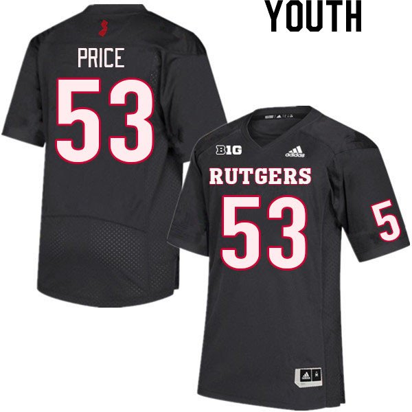 Youth #53 Q'yaeir Price Rutgers Scarlet Knights College Football Jerseys Stitched Sale-Black